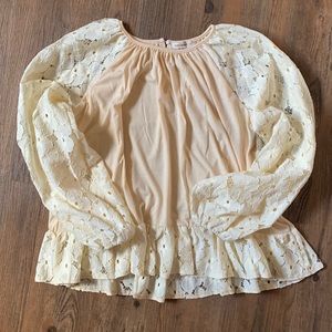 Blush and Cream Lace Sleeve Top